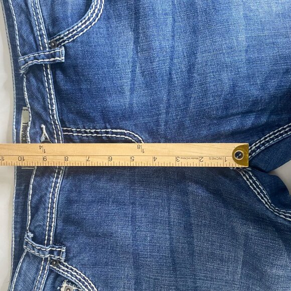 Rock & Roll Denim Riding Jeans Womens W36 L36 Mid Rise Boot Cut Thick Stitch Wes - Picture 9 of 12